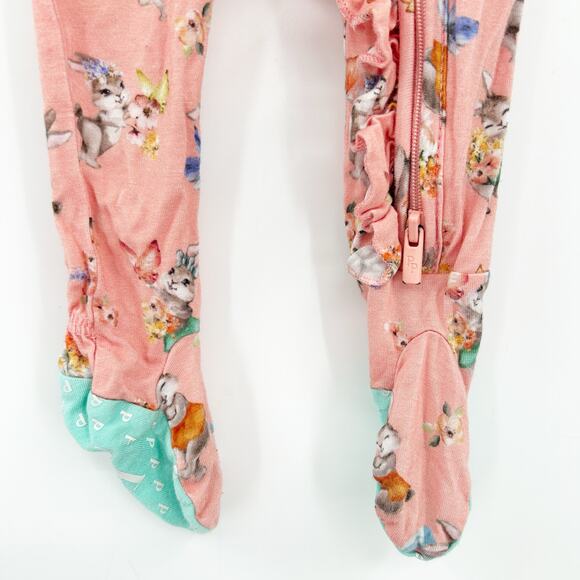 Posh Peanut Baby Girls Betty Bunny Rabbit Bamboo Ruffled Zippered Footie Size NB - Picture 4 of 9